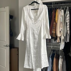 Rihoas V Neck Satin Bodycon Midi Dress